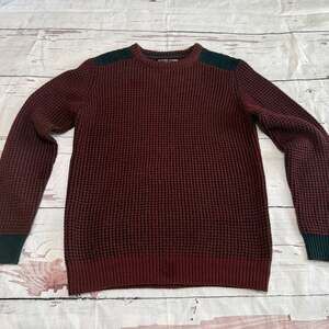 Amongst Others Waffle Knit Sweater, Burgundy & Black, Size M